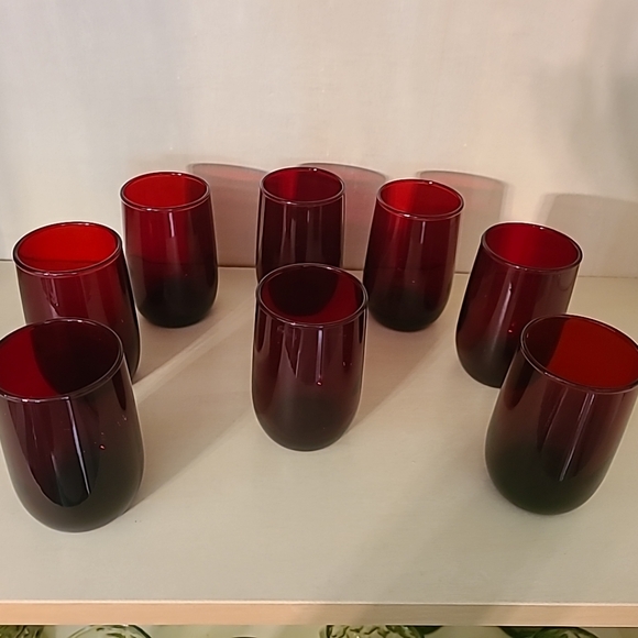 Vintage ruby red glasses - Picture 2 of 2
